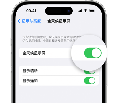 万江街道苹果15预约维修分享iPhone15如何设置全天候显示屏幕可见 